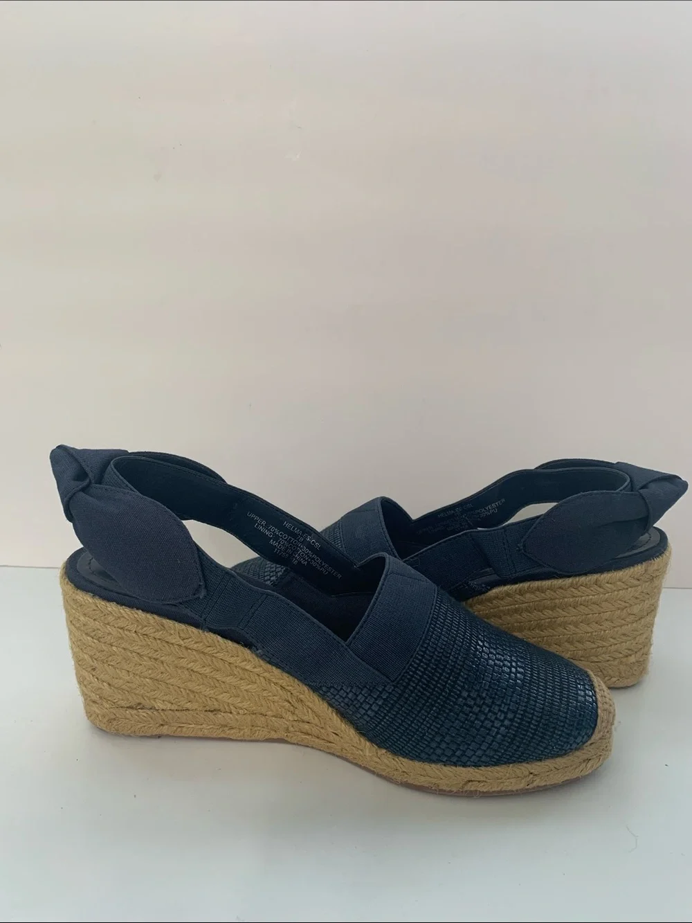 Lauren Ralph Lauren Navy Blue Woven Espadrille Slingback Wedges Size 7B